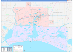 Lake Charles Metro Area Wall Map Color Cast Style 2024
